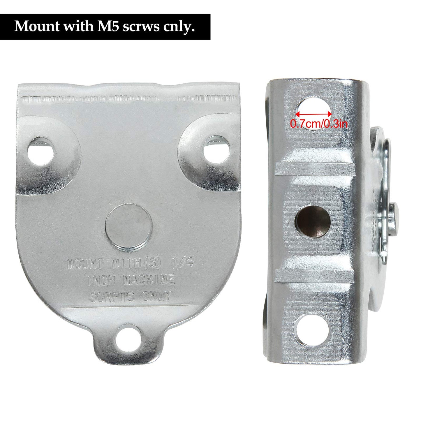 AConnet 6 Pack Wall Mounted Pulley 1-1/2 Inch Wall and Ceiling Mount Single Pulley for 3/8" Wire or Rope, Zinc-Plated