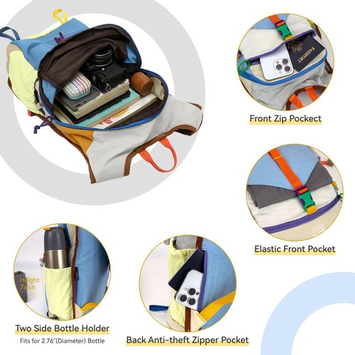 UtiaMiaoGonGo Small Hiking Backpack Travel Daypack 15L Colorful Lightweight Packable Foldable Casual Backpack for Women Men