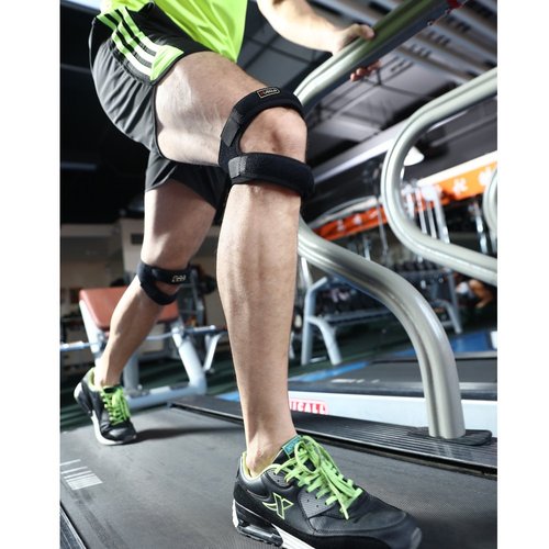 HUEGLO Dual Patella Knee Strap for Knee Pain Relief,Adjustable Neoprene Knee Brace Support for Running, Arthritis, Jumper, Tennis,Injury Recovery,Protection,Black(1 Piece),12'' - 17''