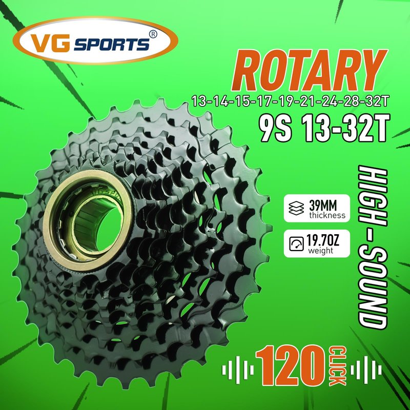 VG SPORTS Bike Freewheel, 7/8/9 Speed 13-28T/13-32T Bicycle Freewheel Threaded Type Freehub Cycling Replacement Part (9s 13-32T Black)