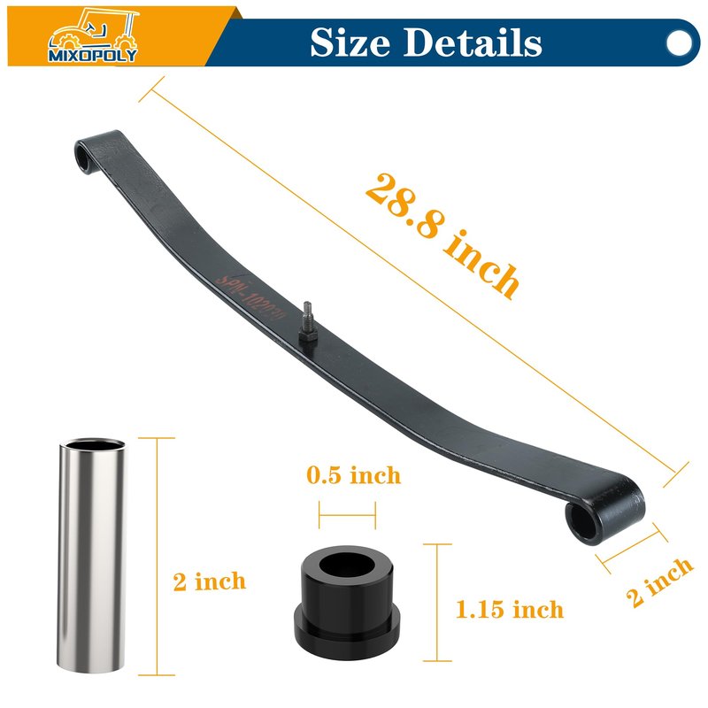 Mixopoly Golf Cart Front Leaf Spring Kit for Club Car Precedent 2004-2008 and Club Car DS 1981-up, One-Leaf Heavy Duty Leaf Spring, Replace OEM 1012030 1012322 1013867 1015108 103628701