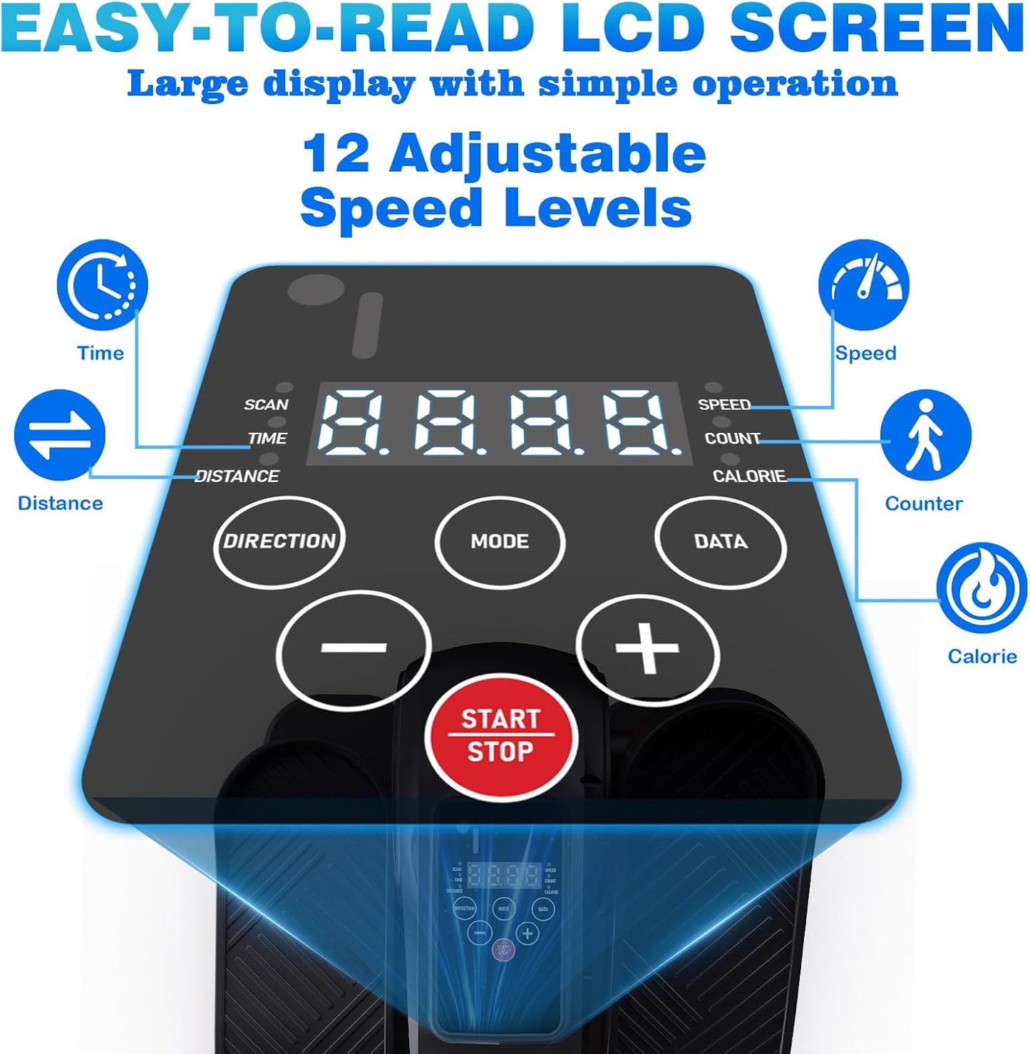 Under Desk Elliptical Machine | Skiennix Electric Mini Elliptical for Seniors - 12-Speed Touch Screen & Remote Control
