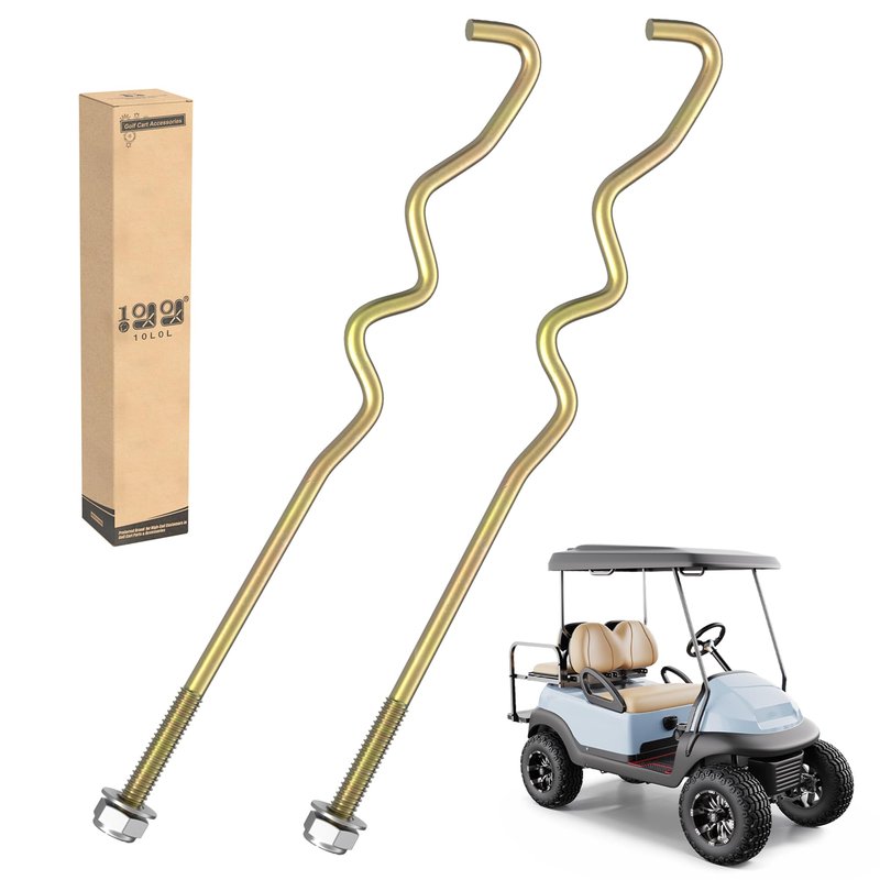 10L0L Golf Cart Battery Hold Down Rod Kit with Lock Nuts, 2 Pack S-Type Battery Tie Down Rods for Club Car Precedent Electric 2008.5-Up, Replaces OEM 103357701 103374801 1014555