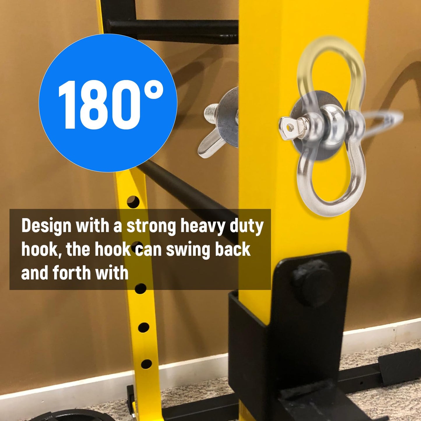 Dsyboko Power Rack Attachments 2 Pack - Resistance Band Hooks for Squat Rack O-Ring Attachment for Squat Rack