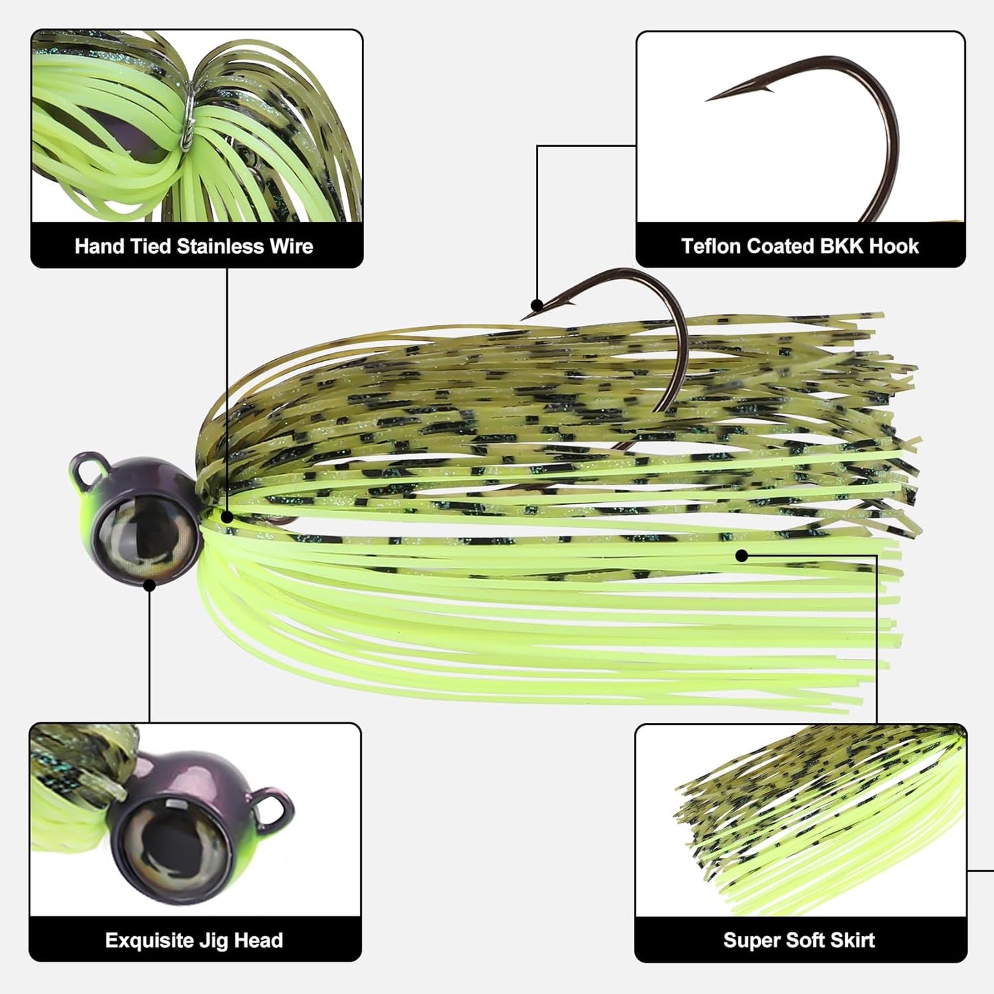 TRUSCEND Fishing Jigs - Ultra Smooth Teflon Hook & Titanium Weed Guard | Perfect for Crappie, Bass & Trout