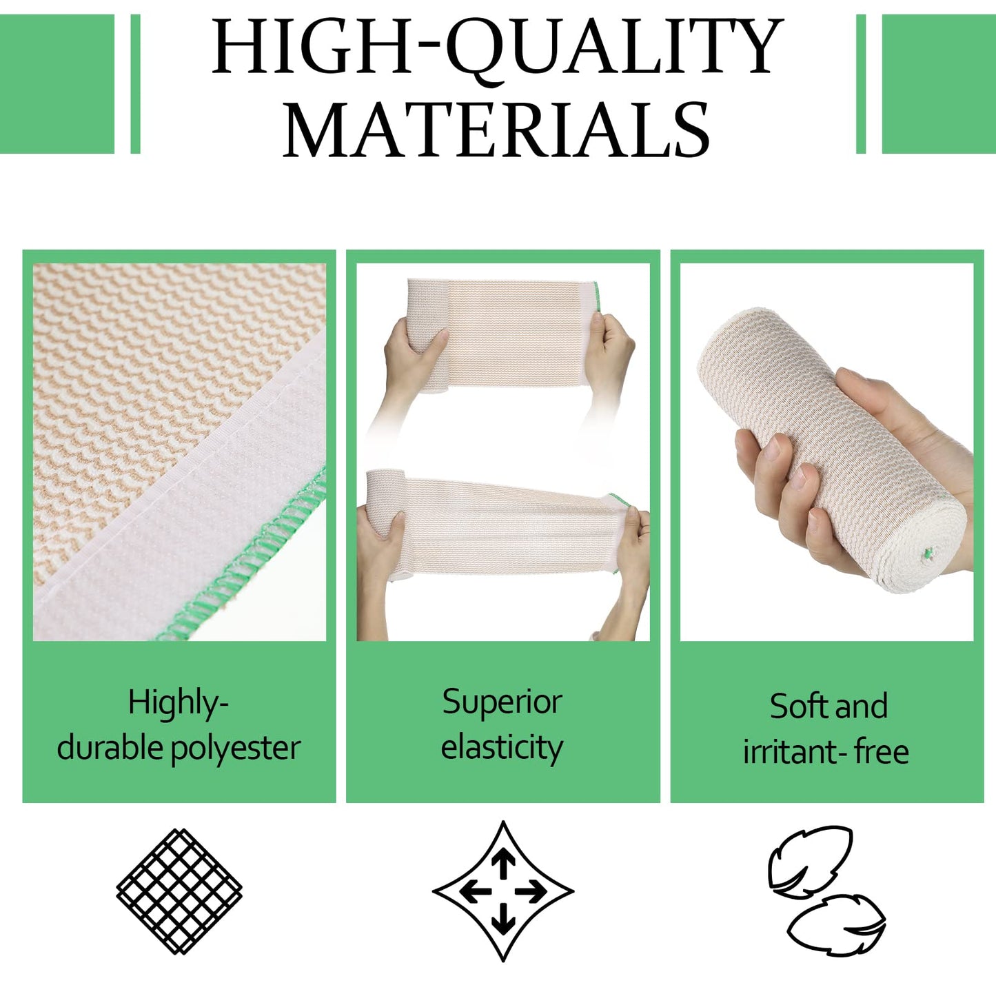 Minatee 6 Pack Elastic Bandage Wrap 6 Inch Wide Compression Elastic Bandage Wrap with Hook and Loop Fasteners at Both Ends Support and First Aid for Sports Sprained Medical and Injury Recovery