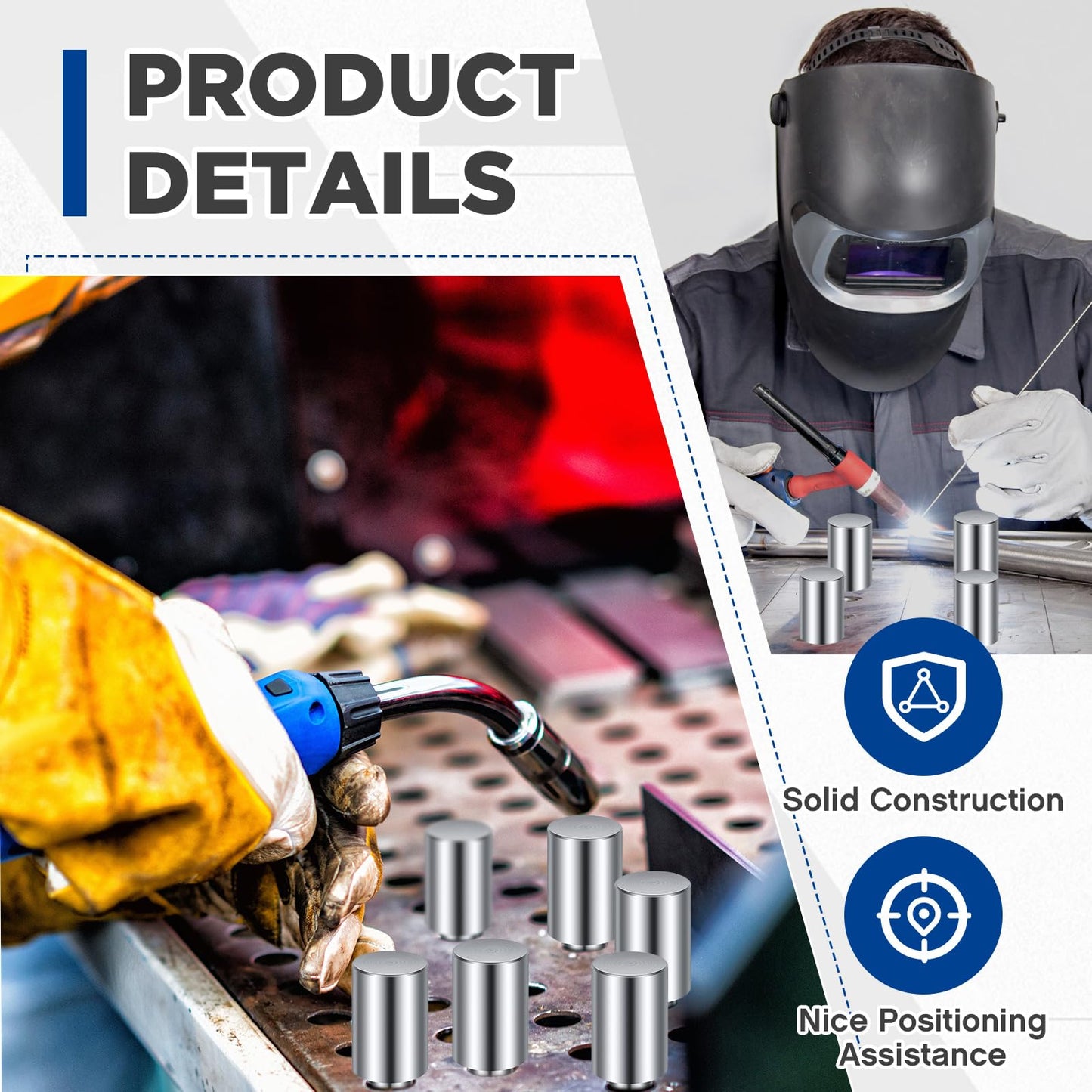 Hicarer 5 Pcs 5/8 x 1 x 1.5 Welding Table Fixture Pins Stop Alignment Square Quick Setup Fixturing Kit Welding Table Accessories for Portable Welding Table