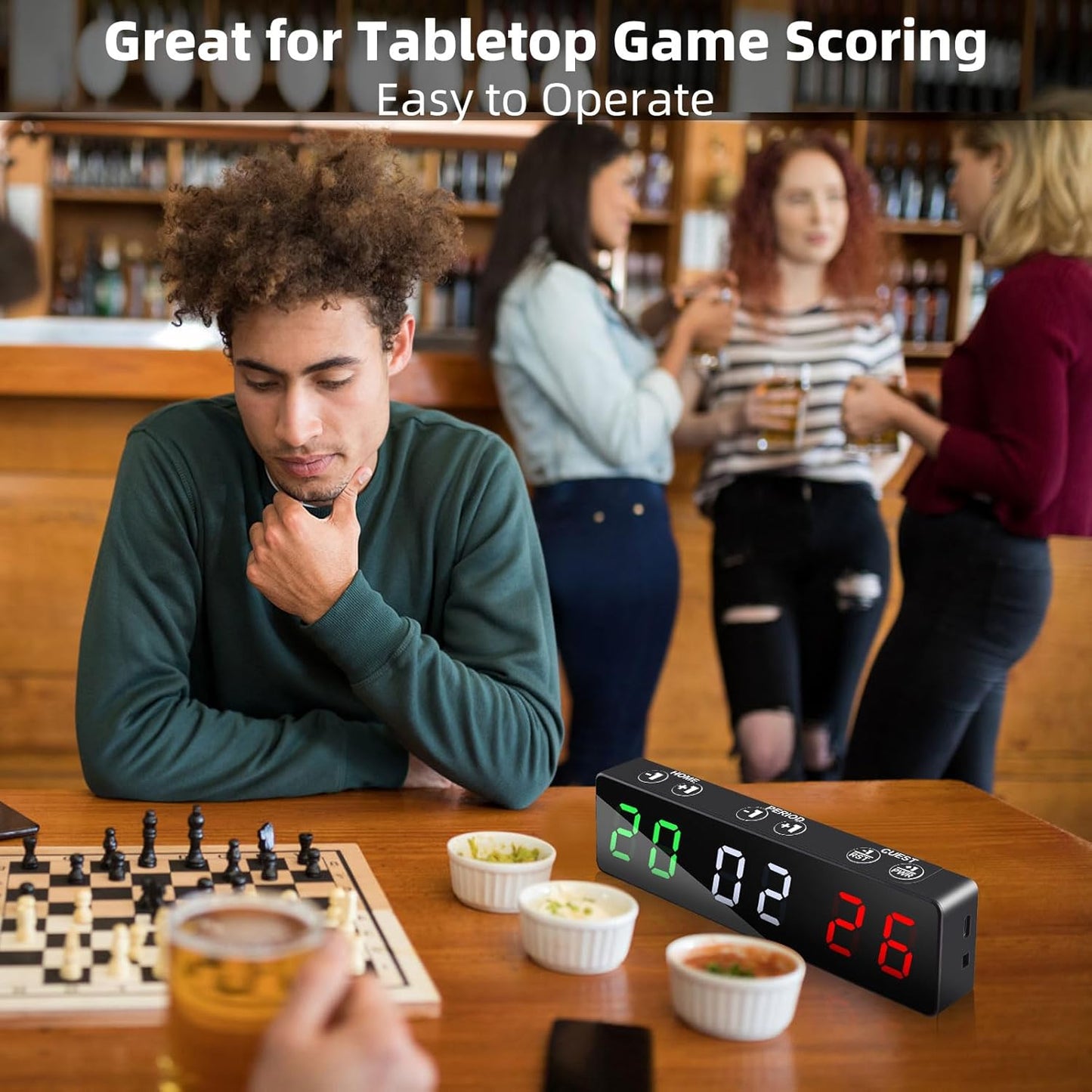 PELLOR Mini Digital Scoreboard - Portable Magnetic Electronic Display with Rechargeable Battery for Indoor & Outdoor Games