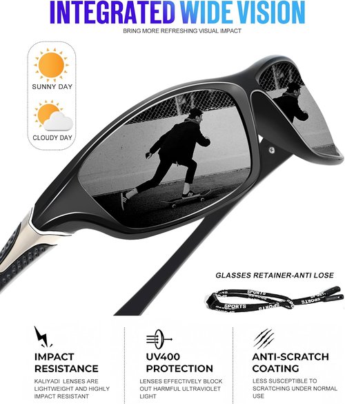 KALIYADI Polarized Sunglasses - UV Protection for Men | 4-Pack Sports Eyewear for Fishing, Driving, Cycling