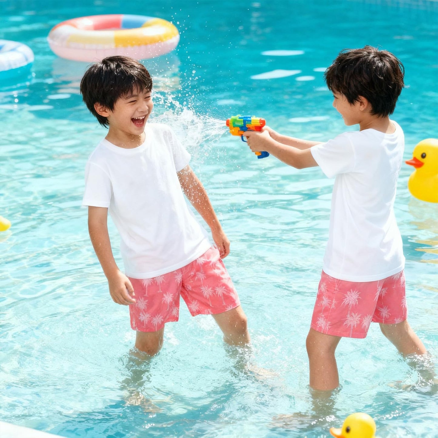 Cozople Swim Trunks for Boys Coconut Trees Print Swim Shorts Compression Swimwear Anti Chafe Swimming Trunks Boxer Brief Boardshorts Bathing Suits Hawaiian Summer Swimsuits Size 10-12