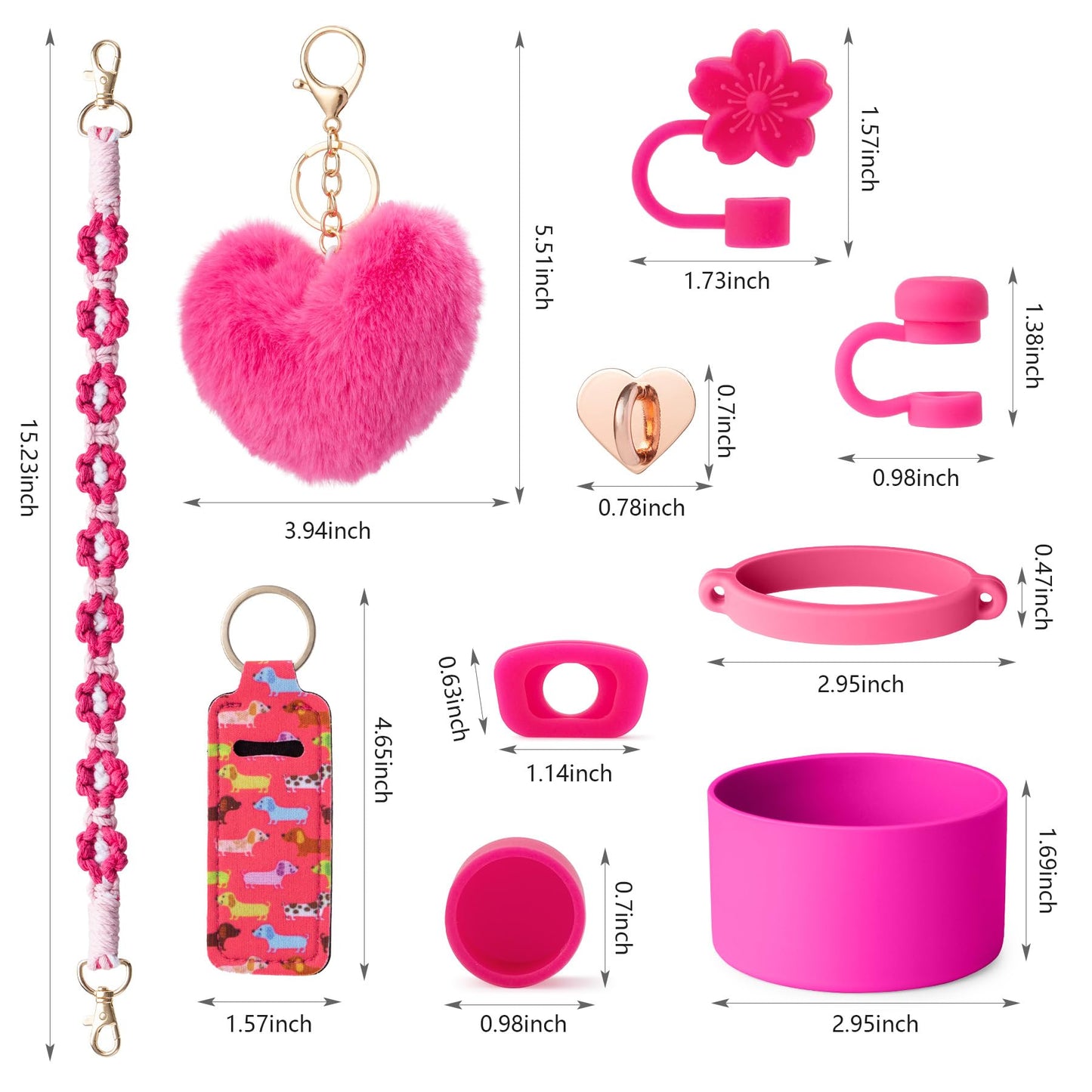 Bufilea Stanley Cup AccessoriesI Bottle Handle Carrier Strap,Silicone Cup Boot, Lipstick Holder, Straw Topper & Spill Stoppers, Cute Decorative Charms, Accessories for Stanley Cup 40oz/30oz Decor