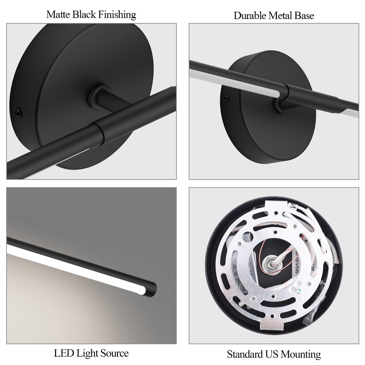 Coinmit Modern Bathroom Vanity Light 40Inch,30W Matte Black Led Bathroom Light Fixture Over Mirror 360° Rotatable 5000K