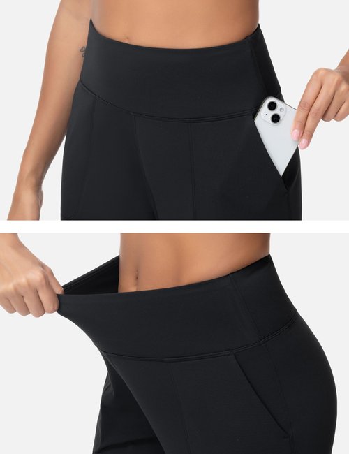 THE GYM PEOPLE Women's Joggers Pants Lightweight Athletic Leggings Tapered Lounge Pants for Workout, Yoga, Running Fleece Lined Black