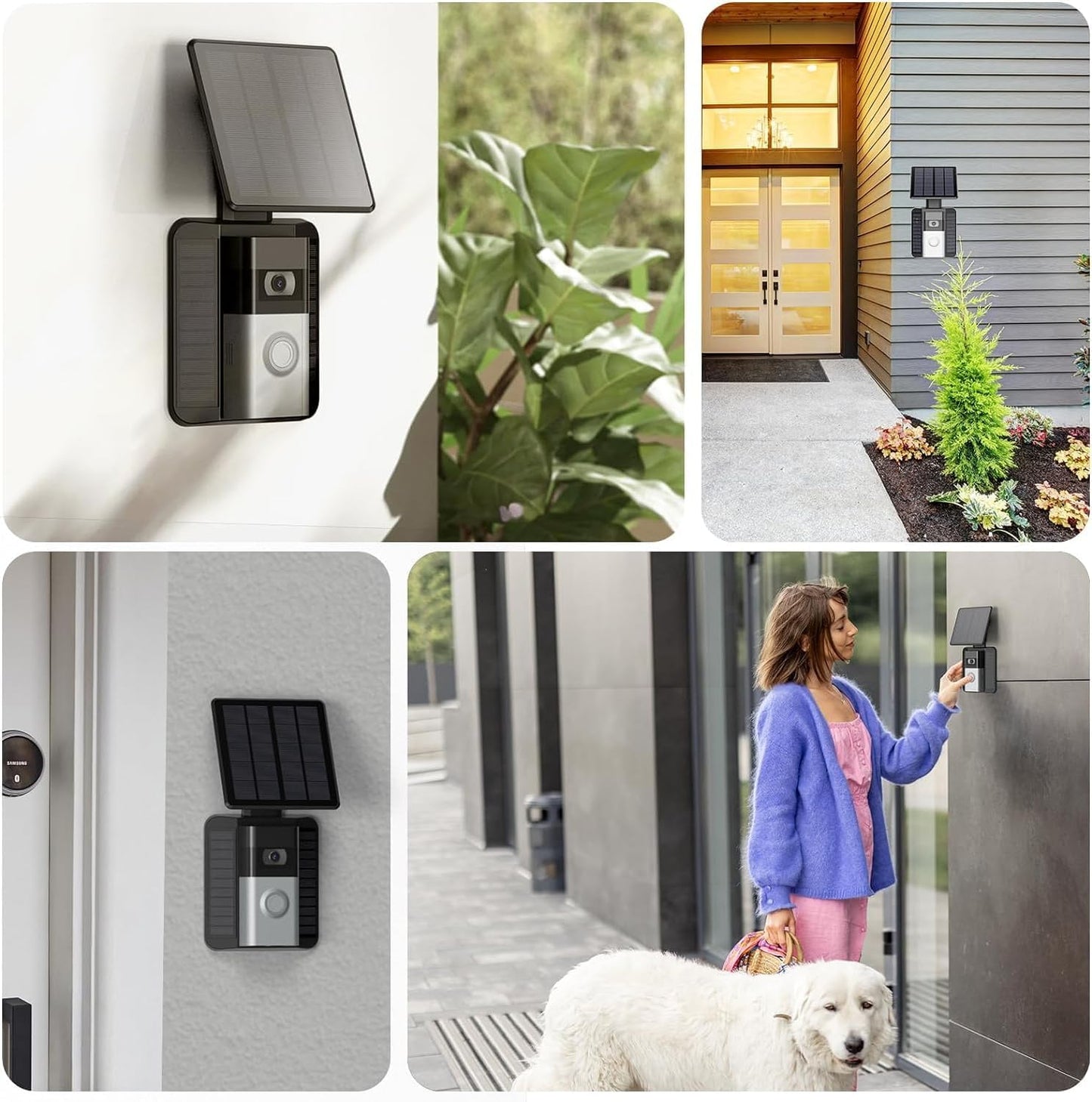 QIBOX Solar Charger for Ring Video Doorbell (2020) - Waterproof 2.9W Micro USB Panel