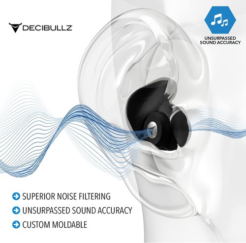 Decibullz Moldable Earplugs - Noise Cancelling Concert Ear Plugs for Musicians & DJs | Perfect Fit