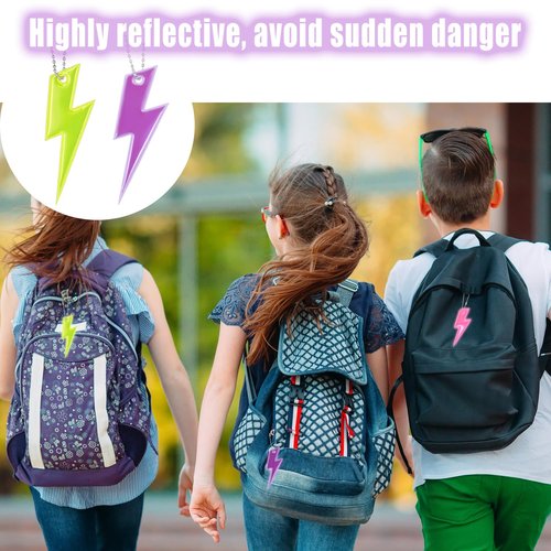 PEUTIER 40pcs Safety Reflector Pendants, 10 Colors Kids Reflective Keychain with Chains Waterproof Double-Sided Reflective Key Chain for Backpack School Bag Walking Running Cycling