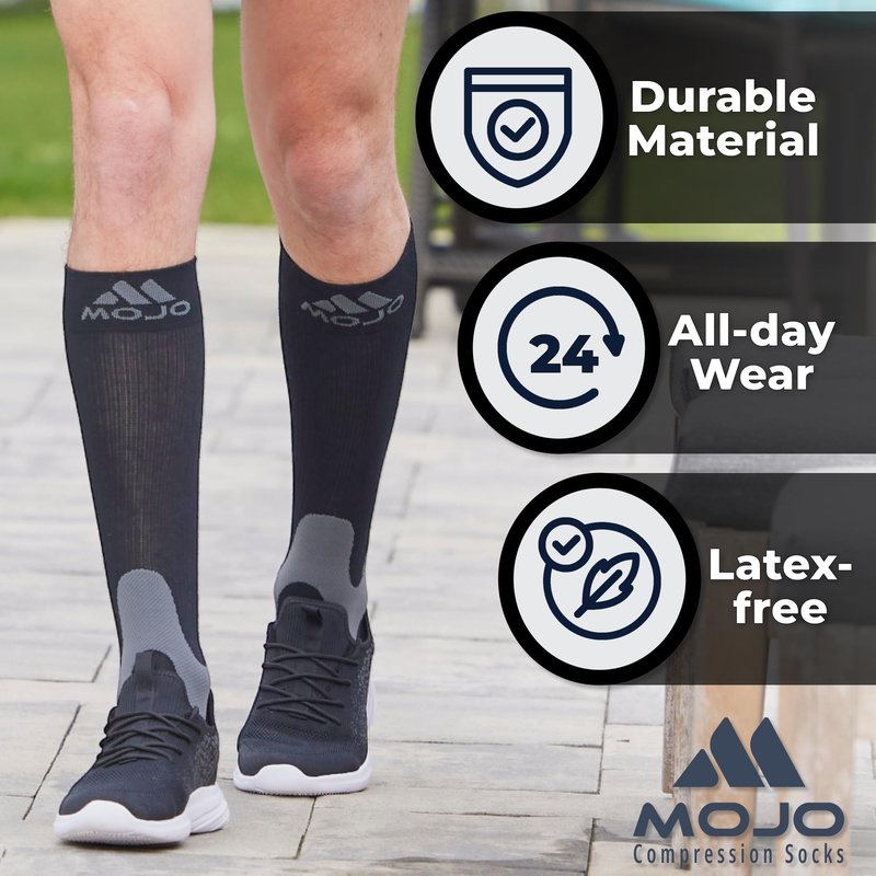 Compression Socks for Women and Men 20-30mmHg Plus Size - Extra Wide Calf Opaque Compression Stockings for Nursing, Lymphedema, Varicose Veins Circulation - Black, 7X-Large - A601