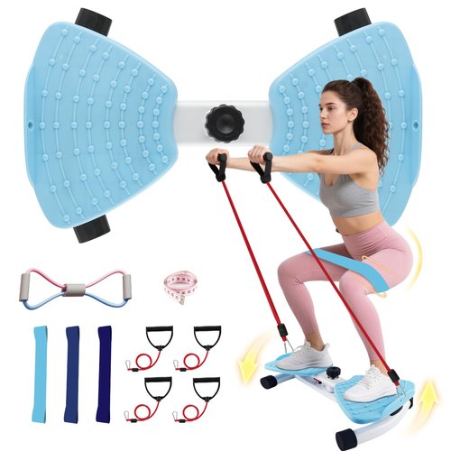 Waist Twisting Machine, Ab Twister Board, Adjustable Home Gym Equipment for Belly Fat - 330lbs Capacity, Ultra Quiet, Non-Slip Base for Women Men（Blue)