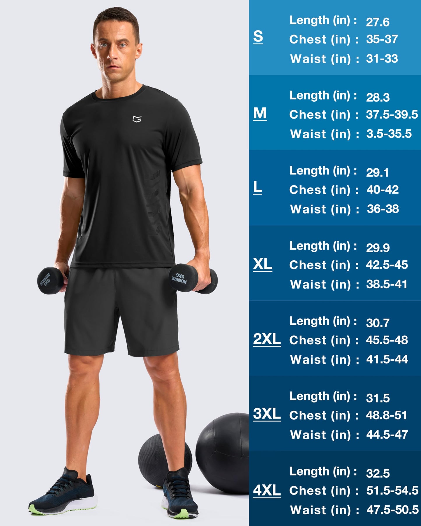 G Gradual Men's Workout Shirts Quick Dry Athletic Running T-Shirts Lightweight Moisture Wicking Short Sleeve Sports Gym Tops(Black,L)