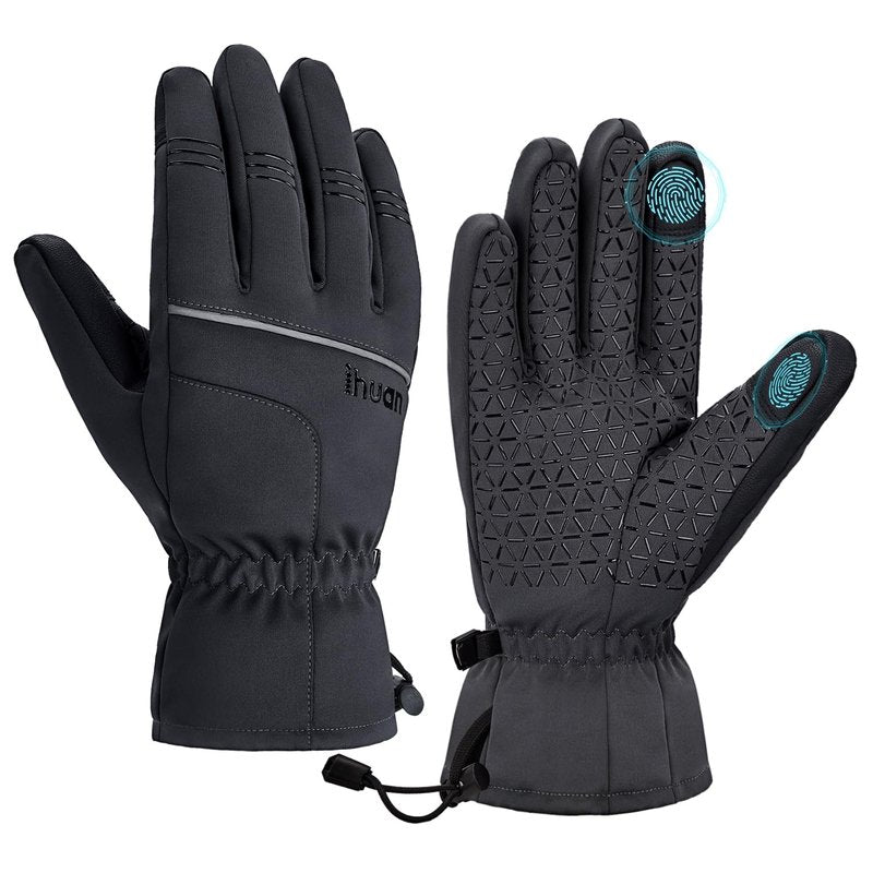 ihuan Winter Waterproof Skiing Gloves for Men & Women, Cold Weather Thermal Gloves with Touchscreen Fingers, Windproof, Snowboarding, Running, Cycling, Driving, Hiking, Motorcycling