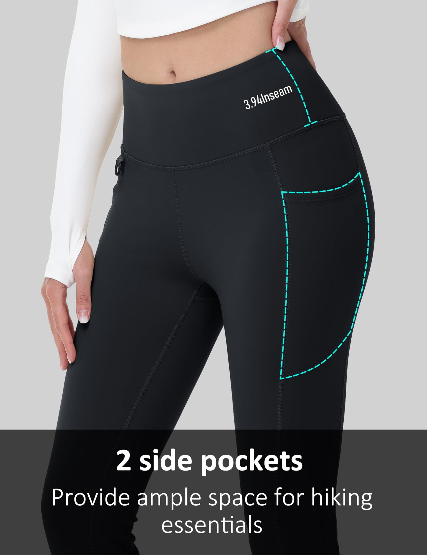 MAGCOMSEN Womens Fleece Lined Leggings Waterproof Insulated Hiking Pants Cold Weather Warm Flare Leggings Snow Black L