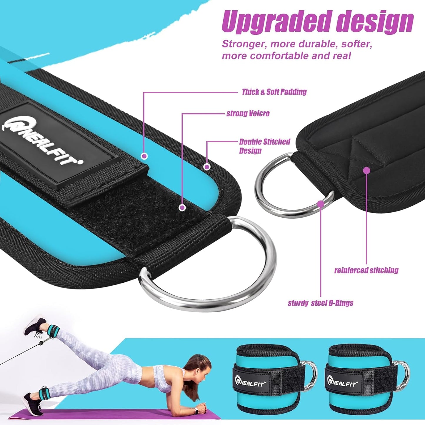 Skiennix Ankle Strap for Cable Machine - Versatile Gym Cuff for Kickbacks & Glute Workouts
