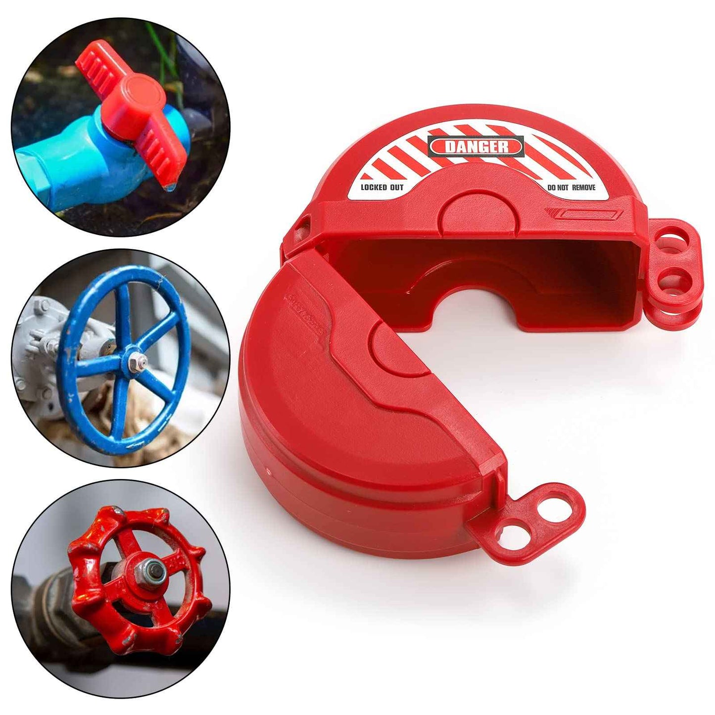 Foraineam 4 Pack Gate Valve Lockout Device, 2 Sizes Assorted for 1-2.5 Inch and 2.5-5 Inch Diameter Valve Handles, Outdoor Water Faucet Knob Lock, Propane Tank Lock, Gas Valve Lock