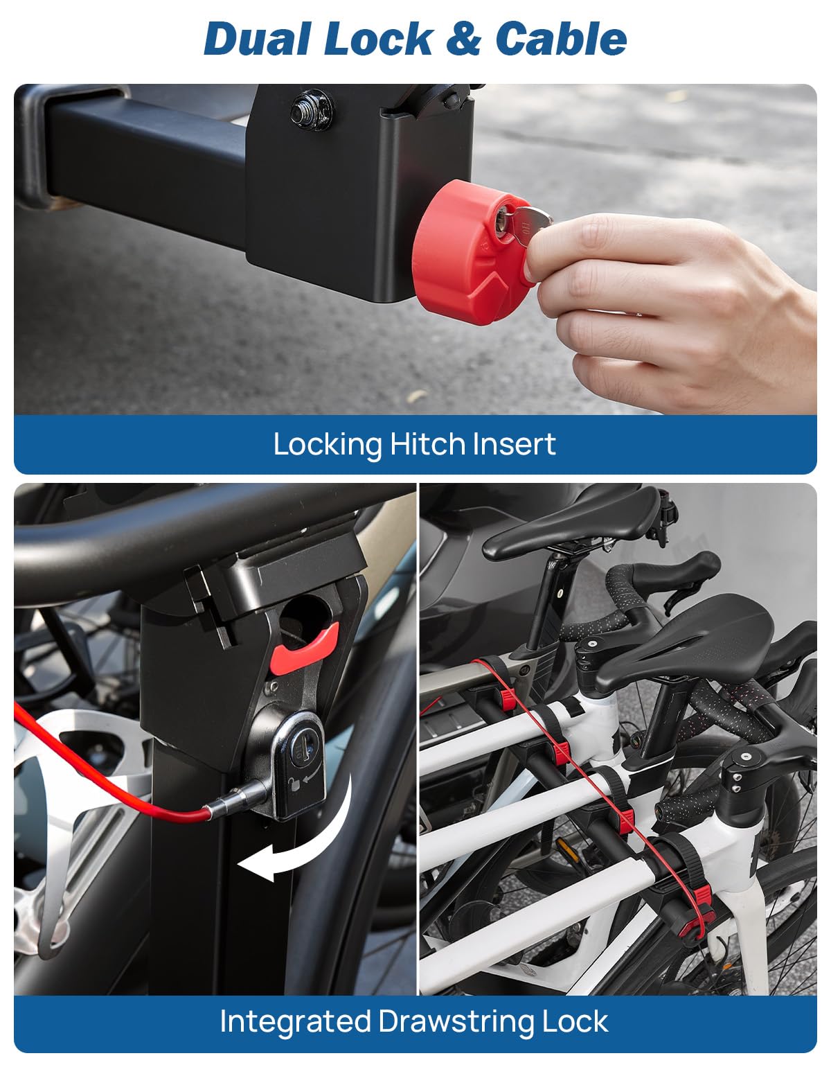 JOYTUTUS 2-3/4-Bike Hitch Bike Rack, 164 LBS Capacity Bike Carrier for Car, SUV, Truck, Easy Install & Anti-Theft Bike Rack Hitch for 2” Receiver, Smart Tilting & Fold Design