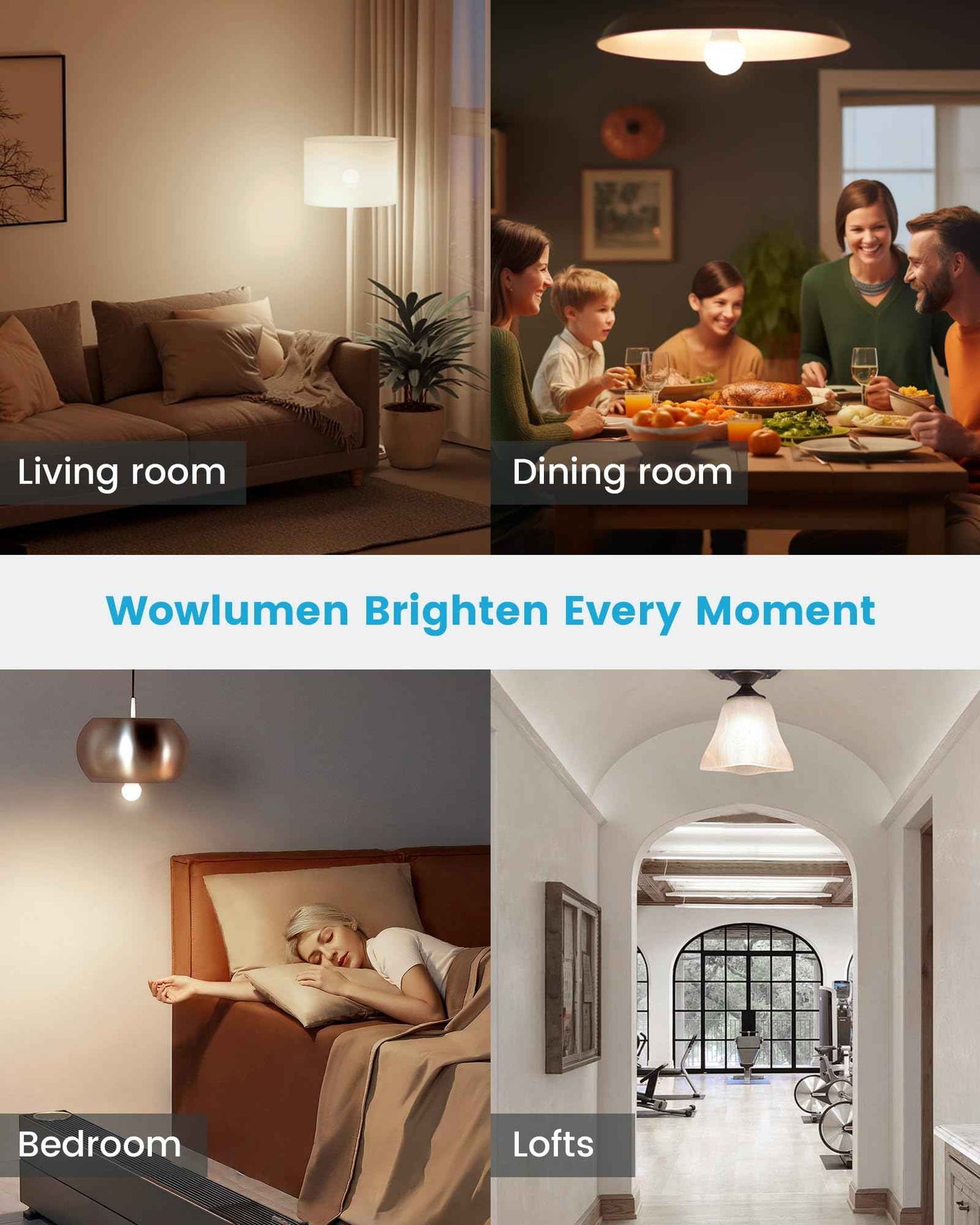 WOWLUMEN A19 LED Light Bulb,9W E26 Light Bulbs(60 Watt/80 Watt Equivalent),5000K Daylight,Non-Dimmable,800LM Standard Base for Bedroom, Kitchen, Living Room, Office,UL Listed,16 Packs