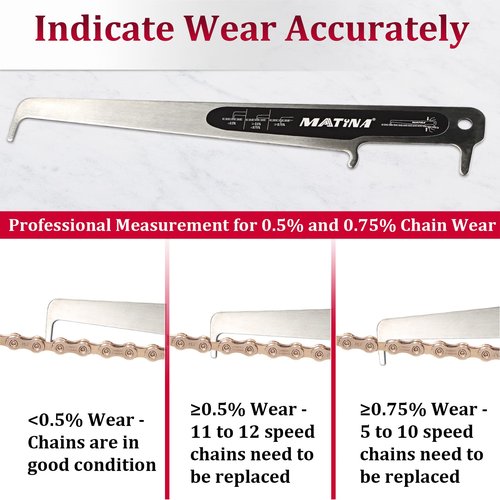 MATINA Bike Chain Checker Tool, CC-4 Bike Chain Wear Gauge, Bicycle Chain Checker Measuring Tool