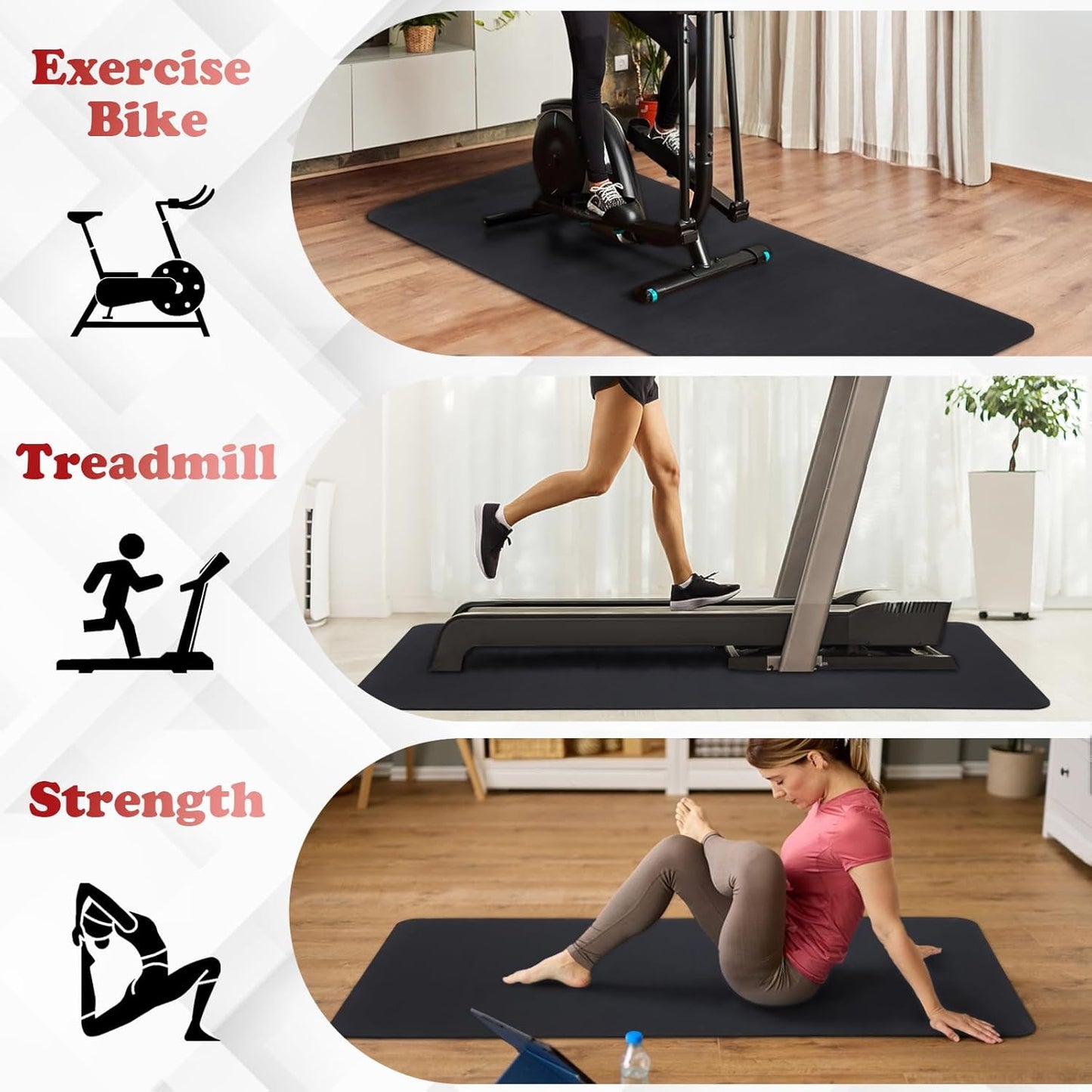 Skiennix Treadmill Mat - Durable 100% Recycled Rubber for Hardwood Floors | Non-Slip Home Gym Flooring