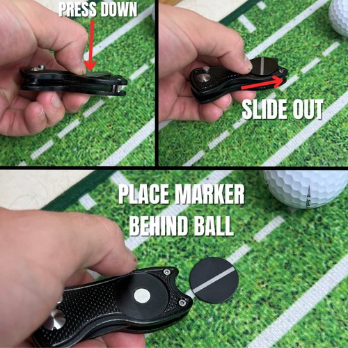 Against The Grain 2 Pack Golf Divot Tool 5-in-1 Black Metal Golf Divot Repair Tool with Magnetic Alignment Ball Marker for Golf Accessories for Men