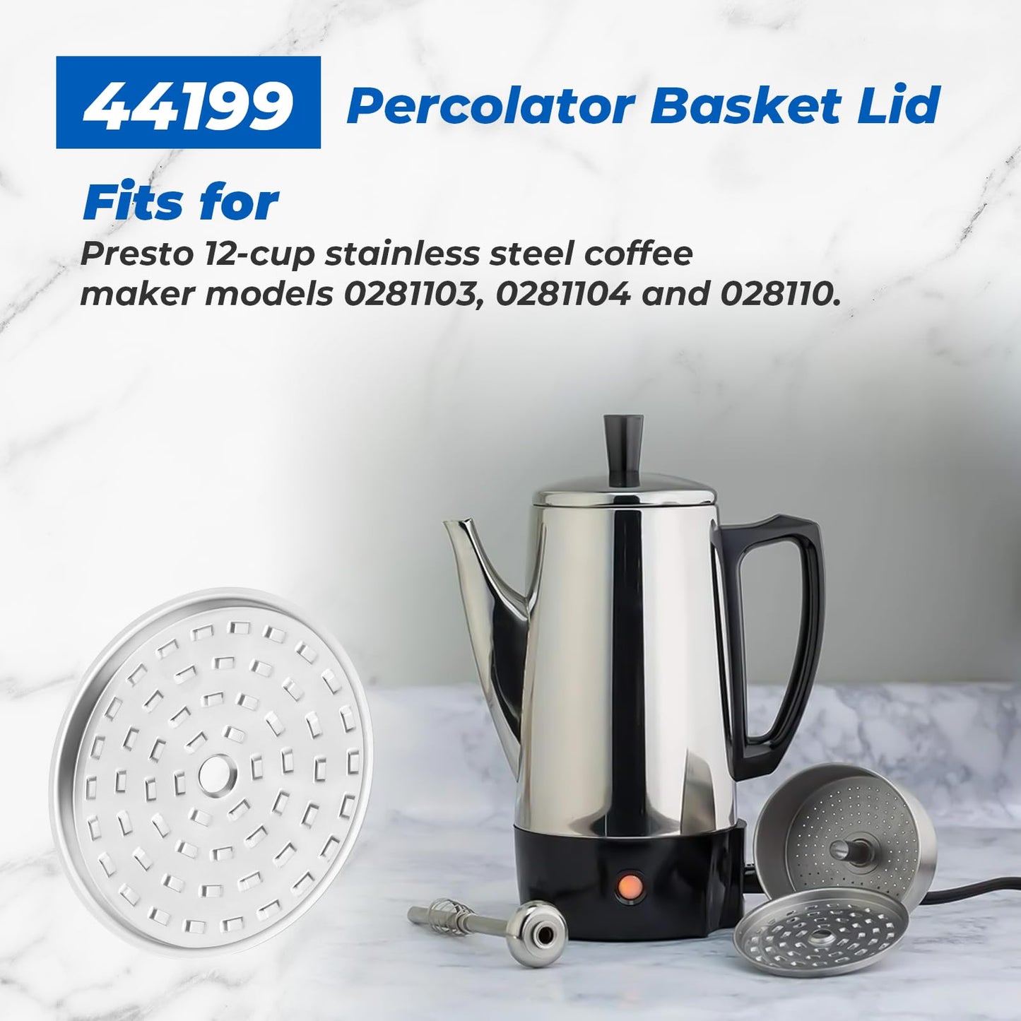 44199 Stainless Steel Percolator Basket Lid Cover for Presto 0281103 0281104 0281105 Percolator Coffee Pot Replacement Parts