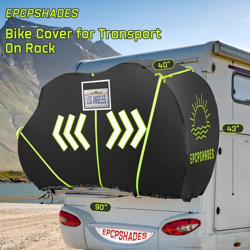Bike Cover - 600D Oxford Waterproof Bicycle Cover with UV Protection for 2 Bikes | Black