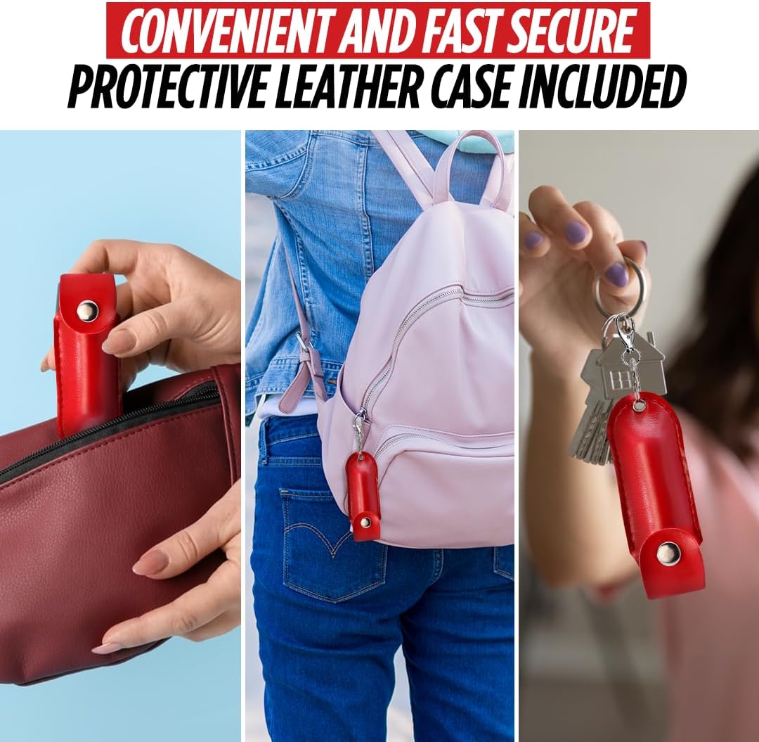 Skiennix Pepper Spray for Women - Keychain Self Defense with Leather Case | 16 Feet Range, UV Dye