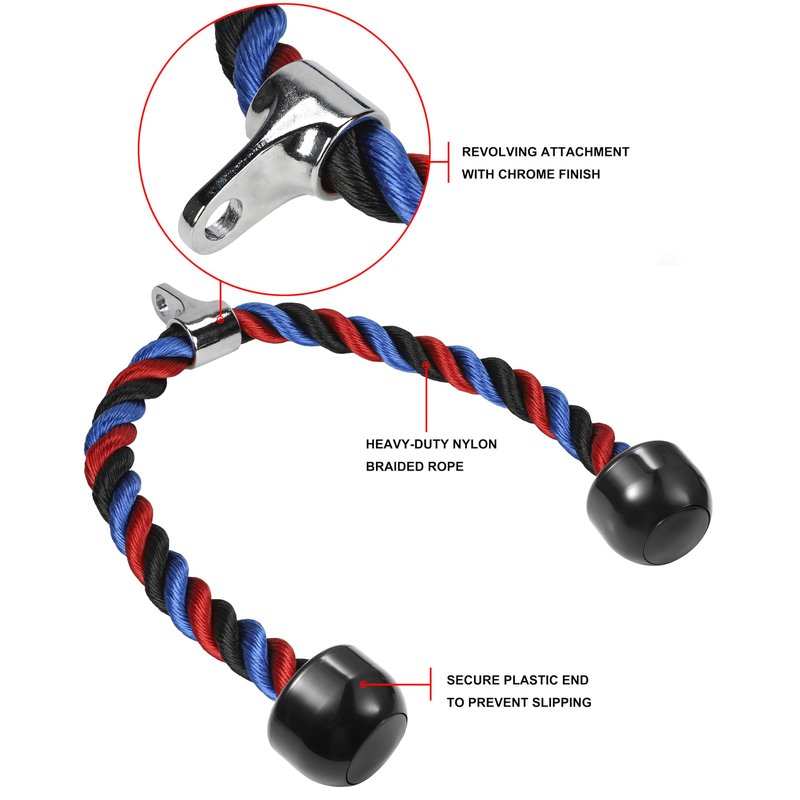 AWEFRANK Deluxe Tricep Rope Gym Rope Pull Down Cable Attachment, 31.5 Inch Rope Length, Easy to Grip & Non-Slip LAT Pulldown Attachments Workout Exercise Rope