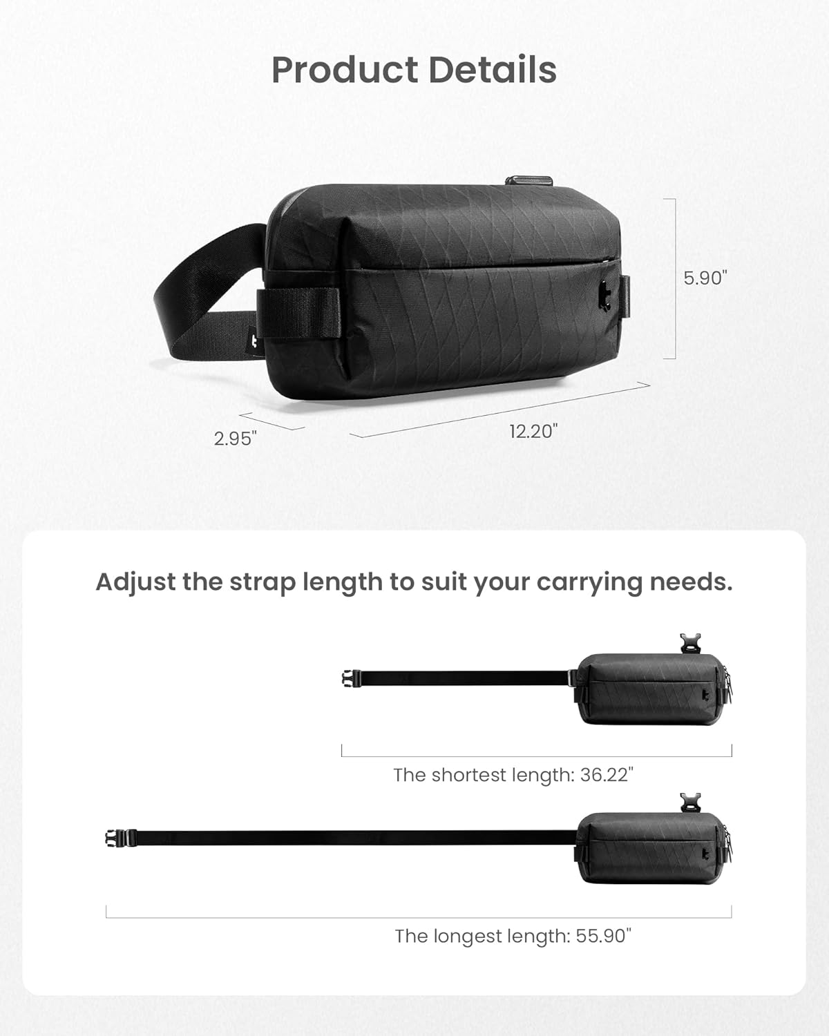 tomtoc Compact EDC Sling Bag - Versatile Crossbody Chest Pack for Men & Women | 3L-10L, X-Pac/Recycled Polyester
