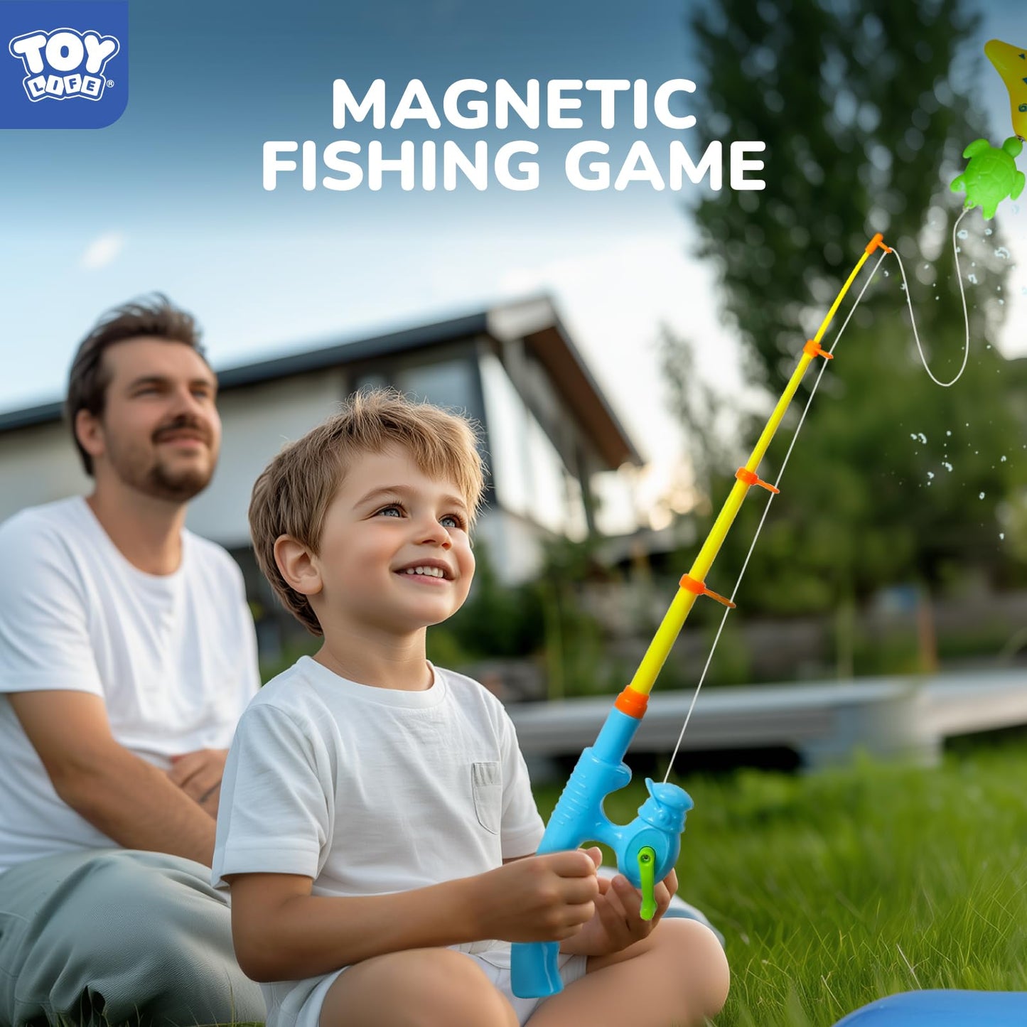 TOY Life Magnetic Fishing Game, 19 Pc, 2 Poles and 15 Fish, Ages 3-5