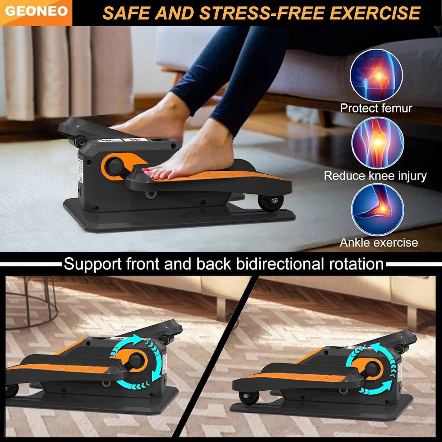 Under Desk Elliptical | Electric Exerciser for Seniors - Quiet, Compact Design with Remote Control & 12 Speeds
