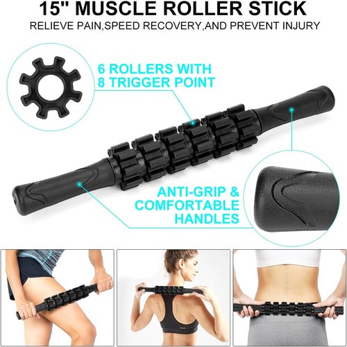 Foam Roller Set - High Density Muscle Roller & Stretching Strap for Deep Tissue Therapy | 2 Foot Fasciitis Ball