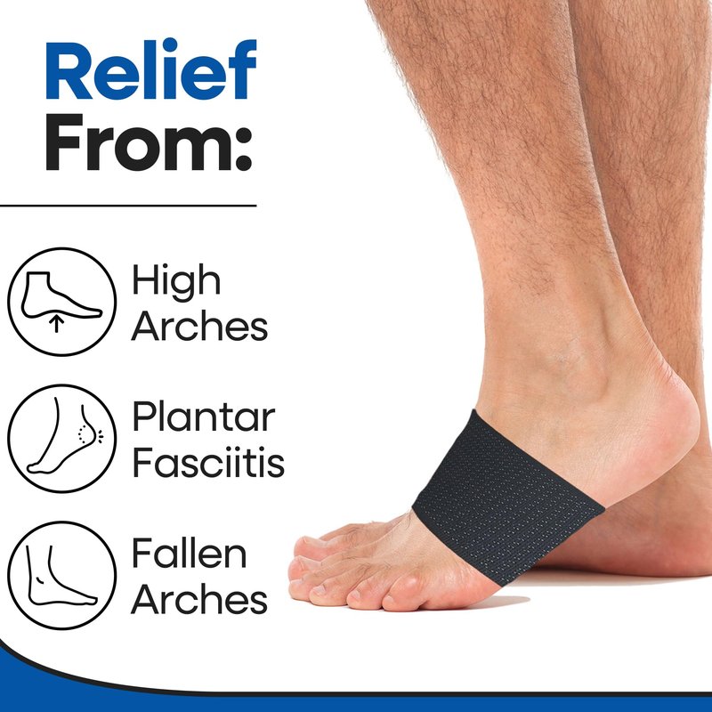 Arch Supports for Plantar Fasciitis Relief | Compression Sleeve Foot Brace For Heel Pain, Bone Spurs, Flat Feet, High Arches | Copper Infused Arch Support Bands for Women & Men Over Socks | Fit Most