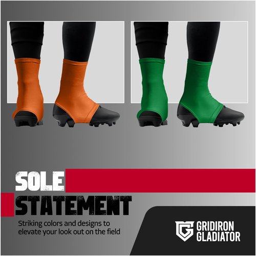 Gridiron Gladiator Football Spats - Spat Cleat Covers for Youth or Adult - Cover Cleats for Baseball Soccer Football - Shoe Sleeves - Sports Gear - Orange - Small