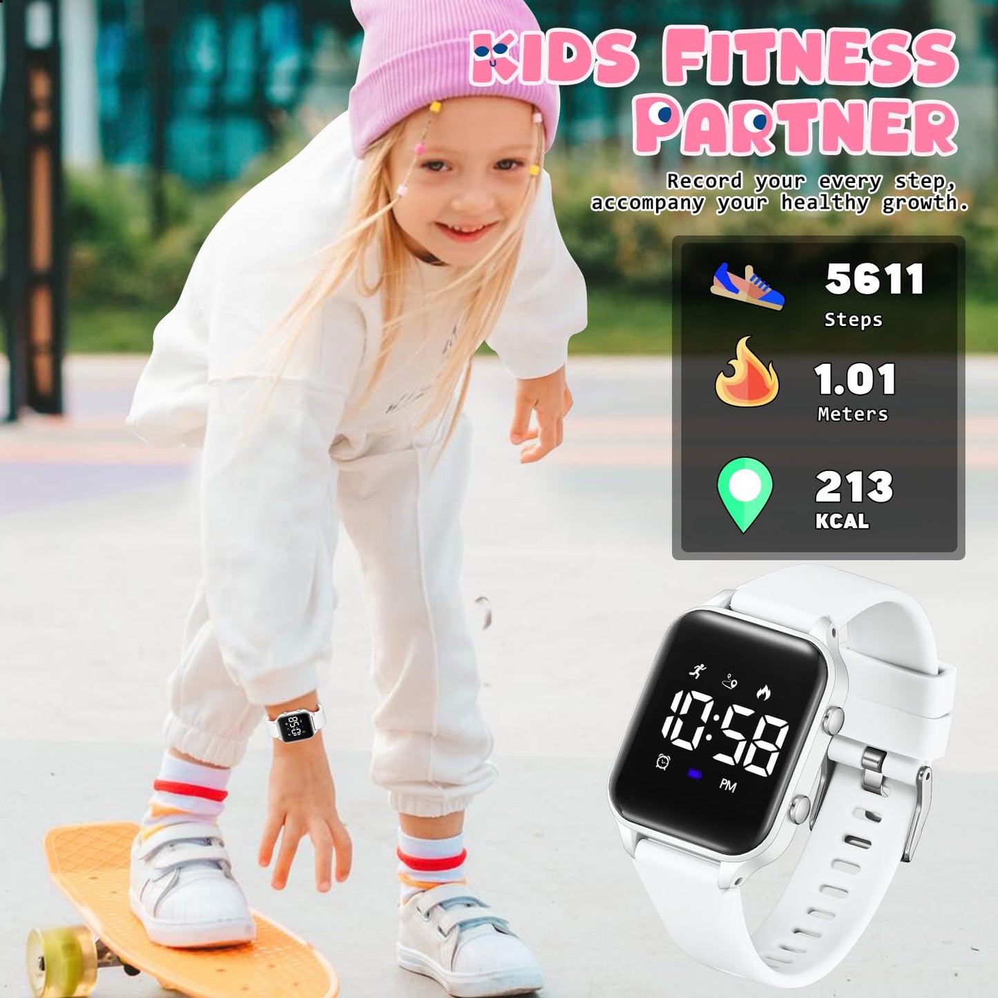 Timever Kids Digital Watches for Boys Girls, Sports Watch with Fitness Tracker, Pedometer, Alarm Clocks, Stopwatch, No App Needed Waterproof Kids Watch, Gift for Teens Student Girls Boys Ages 5-14