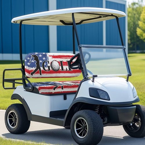 Knextrepoy American Flag Golf Print Golf Cart Seat Covers 2 Passenger Universal Club Car Golf Cart Seat Covers Soft and Comfortable Golf Cart Seat Towel Gift for Women Men