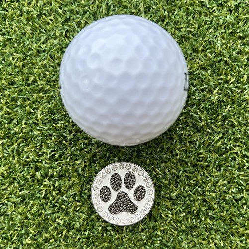 Giggle Golf Bling Golf Ball Marker with Magnetic Hat Clip – Paw Print Sparkly Marker for Women Golfers – Fun Golf Gift with Organza Bag & Bonus Hand Cream