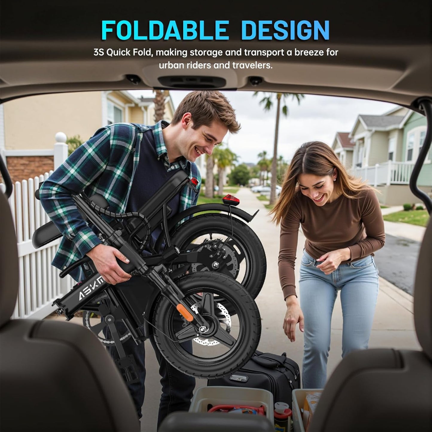 REOCRO Foldable Electric Bike - 700W Mini E-Bike with 48V Removable Battery | 30-60 Miles Range