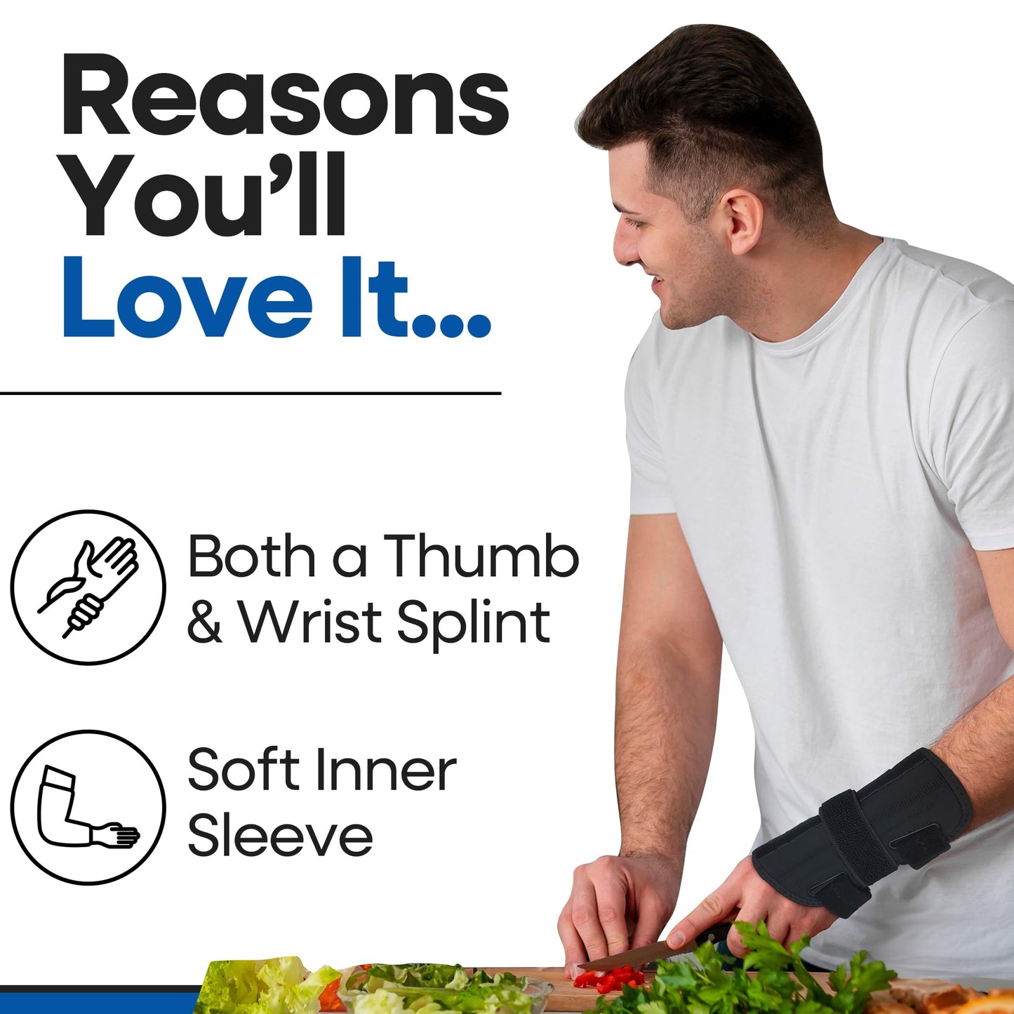 Thumb Splint & Wrist Brace | Carpal Tunnel Wrist Splint with Trigger Thumb Brace Spica | Stabilizer & Support For Tendonitis Pain, Arthritis, CMC, Tenosynovitis, De Quervain Women Men SM/MED LEFT HAND