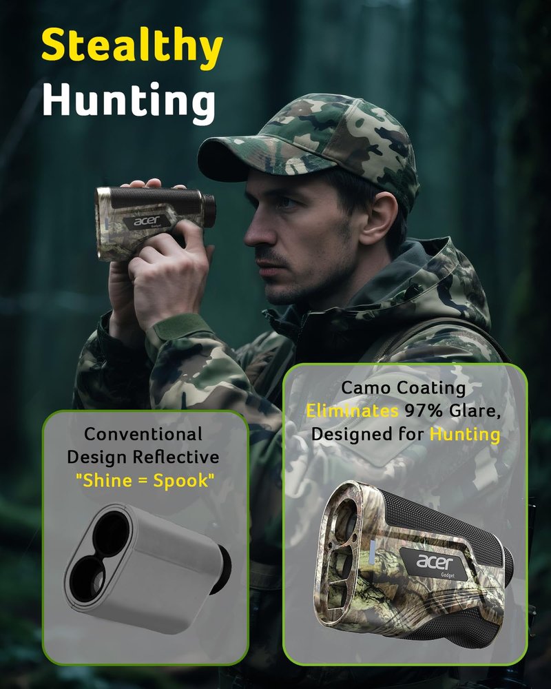 Acer Hunting Range Finder with Slope, 800 Yards Range Finder for Hunting, 6X Magnification, Waterproof Archery Rangefinder for Deer, Rechargeable Battery with Magnet Stripe