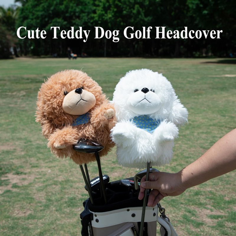 Montela Golf Club Head Cover Golf Club Covers Driver Headcover Funny Animal Golf Head Cover for Driver 460CC Golf Driver Cover Fit Taylormade Titleist D2 D3 917 Callaway Epic Ping (White Teddy)