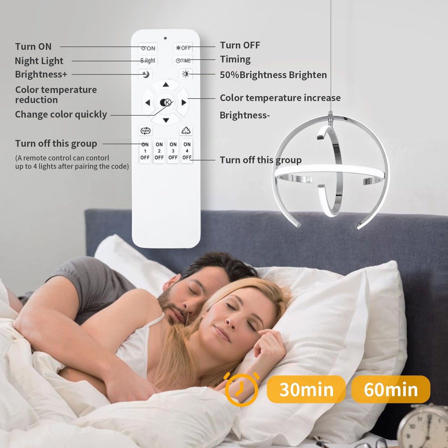 KELUOLY Chrome Modern LED Pendant Light, Silver Dimmable Metal Globe Chandelier, Hanging Ceiling Light Fixture for Room Dining Bedroom Living Room Kitchen Island Hallway Entryway Foyer 13 Inch